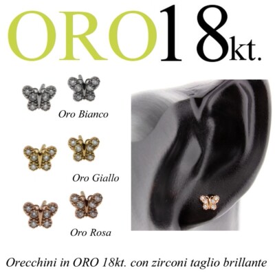 pair of 18kt yellow gold rose gold butterfly earrings. zircons