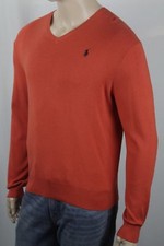 Polo Ralph Lauren Orange Red Pima Cotton Sweater Navy Blue Pony NWT