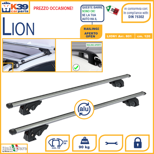 Barre Portatutto Per Renault Megane IV SW (2016+) – Acciaio, 112 Cm, Carico 100 Kg, Con Serratura, TÜV Certificato