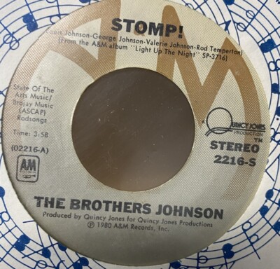 The Brothers Johnson - Stomp! (7'', Styrene) 45 RPM 1980 A&M Electronic Disco VG