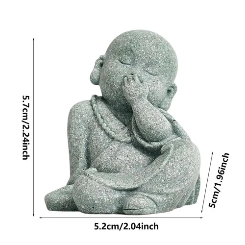 Piccoli monaci buddisti statuina Buddha statua in pietra buddismo tibetano monaco zen - Foto 17 di 22