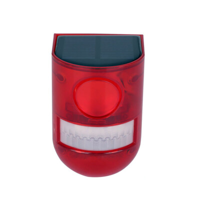 Solar Motion Sensor Outdoor Indoor Alarm With Loud Siren Strobe Light