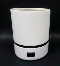 NEW ENVOGUE WHITE,BLACK STRIPE CERAMIC TRASH CAN,WASTE BASKET