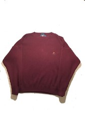 CHAPS Ralph Lauren Big & Tall 2XL Maroon Red Vintage 1990s Striped Sweater