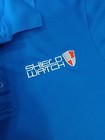 Shield Watch Polo Shirt Size M Blue White Polyester Work Employee Uniform Mens — photo 2