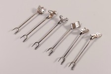 6 kleine Obstgabel f&uuml;r Cocktail- Bowle Silber 925 mit fig&uuml;rlichem Griff