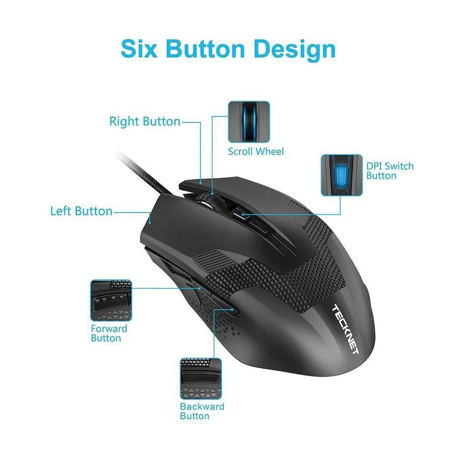 Raptor 6 Button 3200dpi Gaming Mouse, Black - M268 - Image 4 of 4