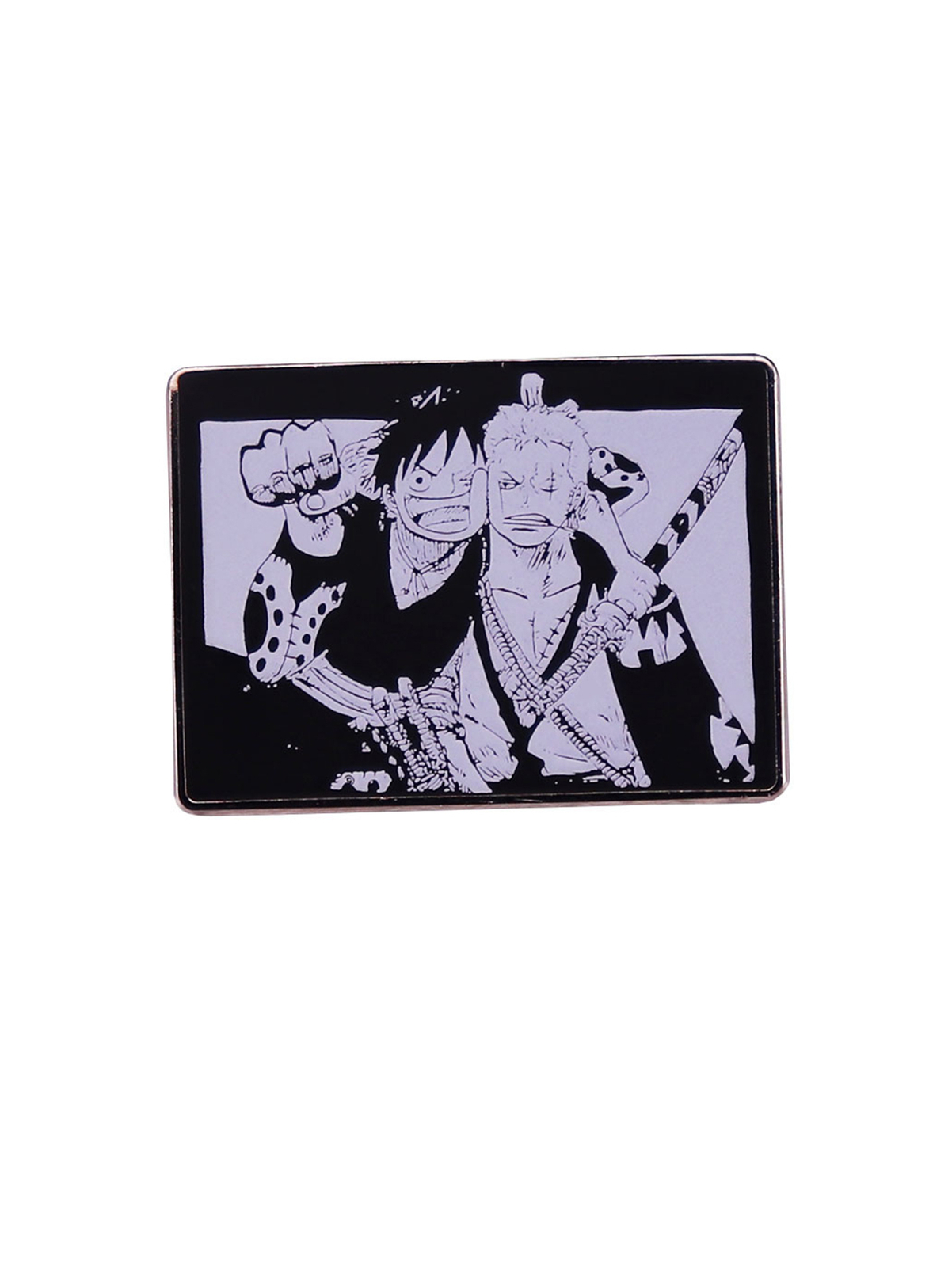 Broche divertido con insignia de metal prendedor esmaltado de amigos Luffy y Zoro de una pieza de anime