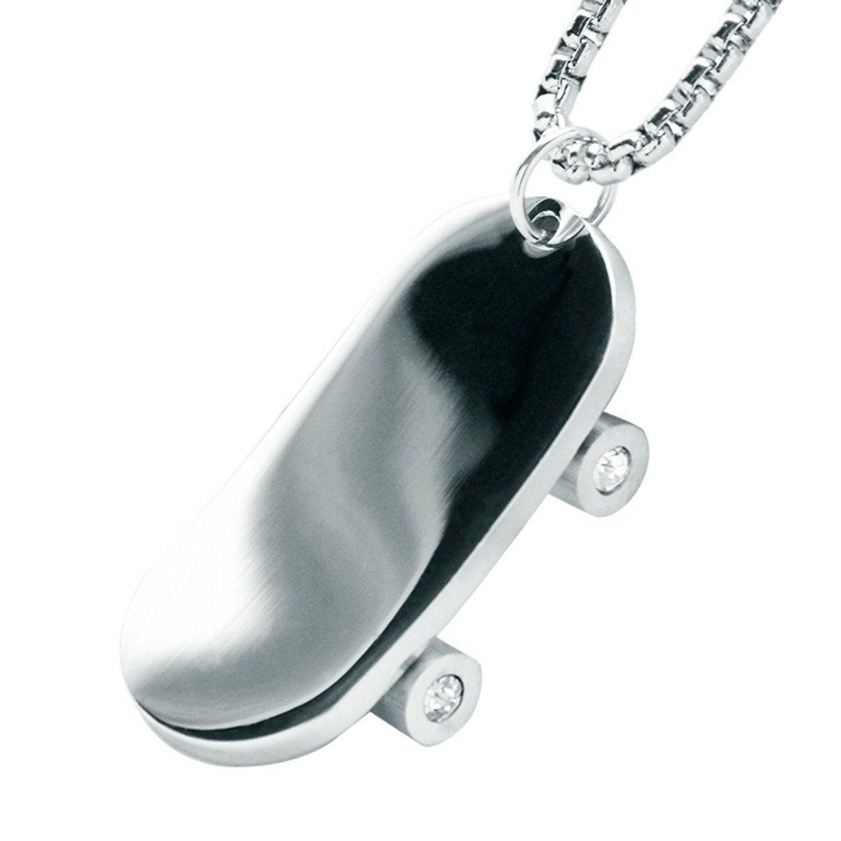 Mens Gold Silver Plated Stainless Steel Skateboard Pendant 24