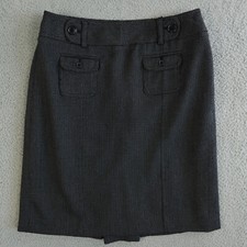 Ann Taylor Skirt 6 Black Gray Tweed A Line Pocket Pleated Vent Lined Career