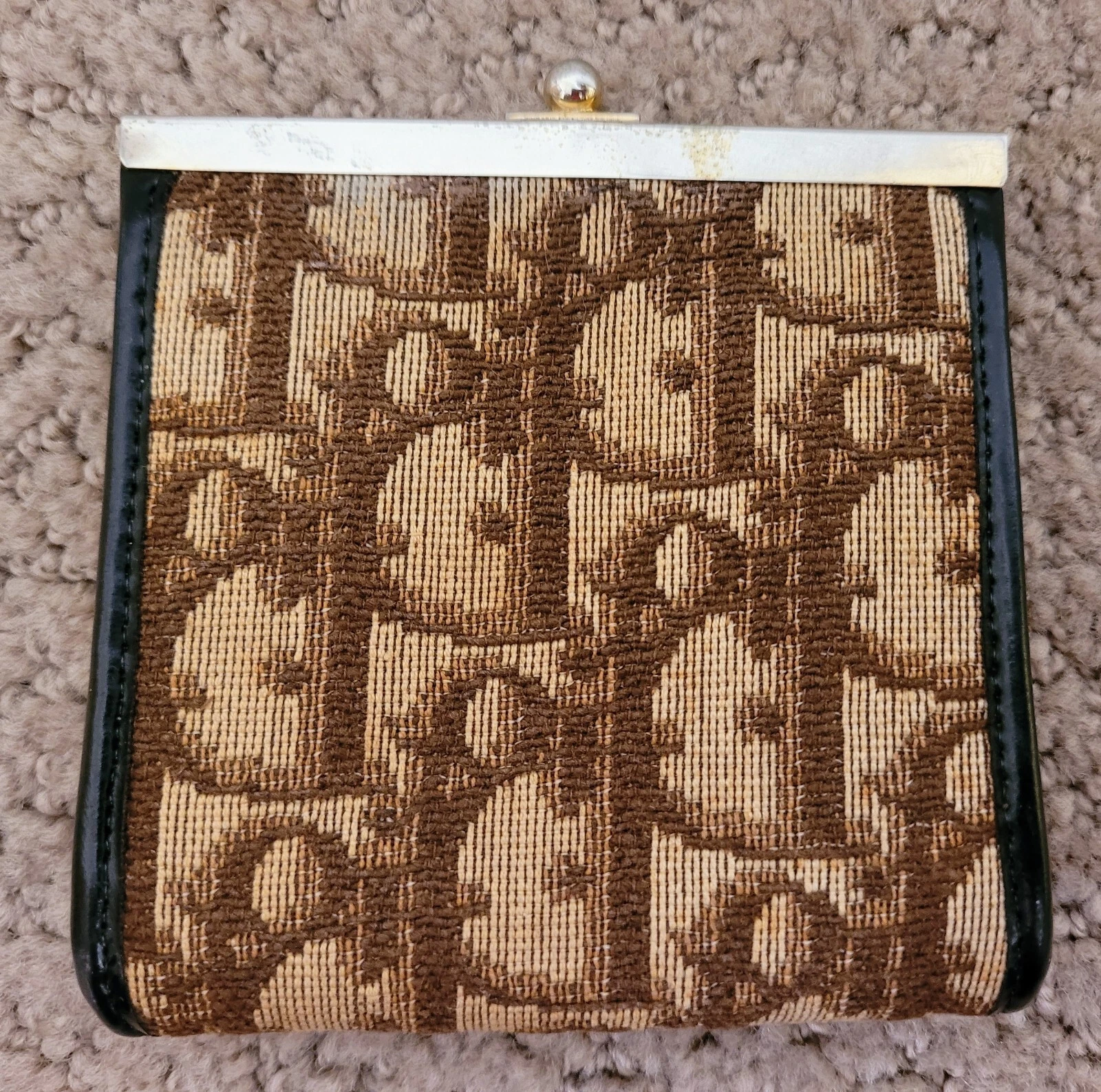 PORTEFEUILLE DE PIÈCES EN TOILE MONOGRAMME VINTAGE AUTHENTIQUE CHRÉTIEN DIOR MARRON D'OCCASION