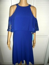 SALE Stunning Antonio Melani size 6 sapphire blue cold shoulder dress women NWT
