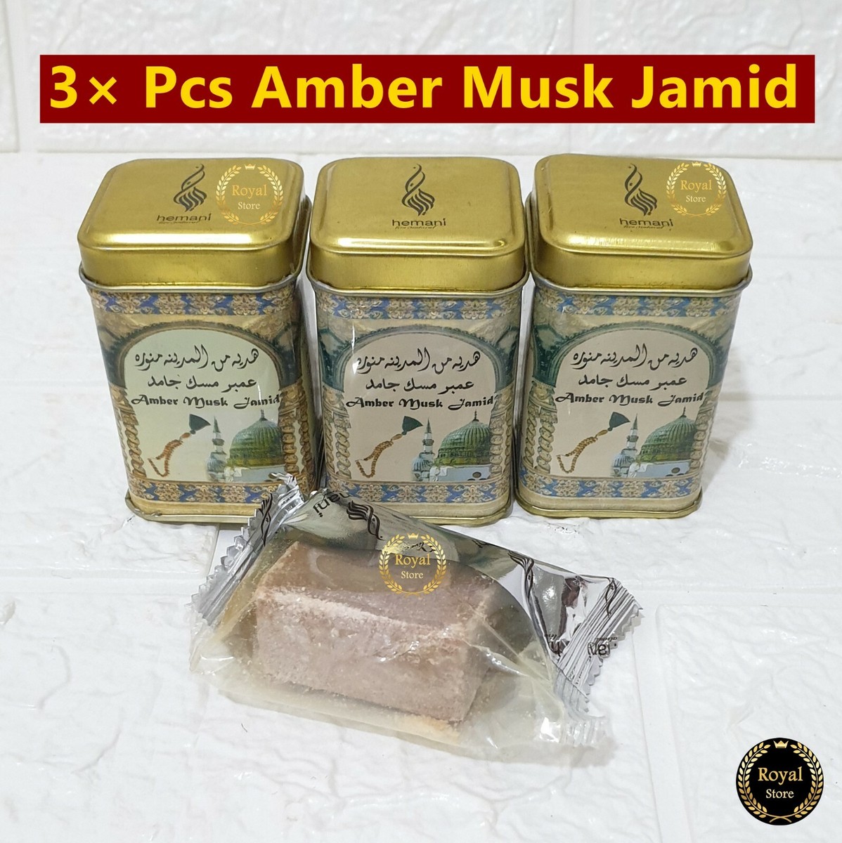 3X Hemani Musk jamid Perfume Solid Amber Black Halal Fragrance