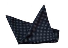 Gascoigne Pocket Square Silk Blend Navy Blue White Polka Dot Men's