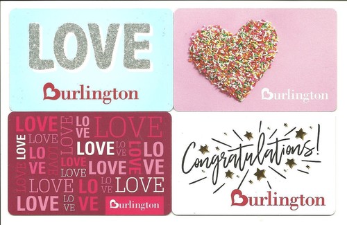 Lot 4 Burlington Gift Cards No Value Collectible Love Heart 