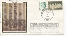 CIVIL WAR JEFFERSON DAVIS ELECTED 1861  COLORANO SILK EVENT COVER 1986