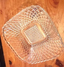 Anchor Hocking Glass Early American Clear VTG Basket weave Candy Fruit Bowl