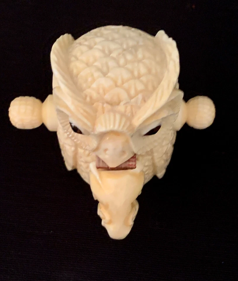 Vintage Novelty Carved Owl w/ Mouse Tape Measure Rare - Image 2 of 4