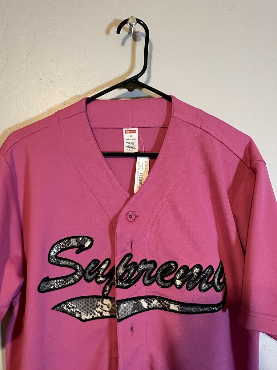 格安美品Supreme Snake Script Baseball Supreme Snake Script Logo Baseball Jersey White Men's - FW17