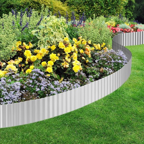 Corrugated Metal Garden Edging, Landscape Edging Border, 6"×40Ft SILVER - Picture 4 of 6