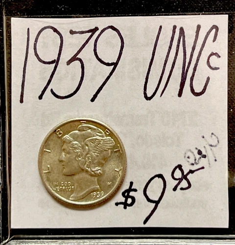 1939 P Mercury Silver Dime (UNC) Uncirculated Condition. ENN Coins