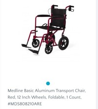 Medline MDS808210ARE Transport Wheelchair - Red