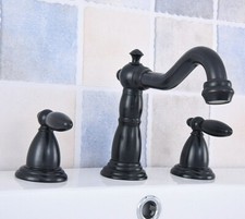 Black Oil Rubbed Brass Widespread 3 Holes Bathroom Sink Faucet Mixer Tap ssf533