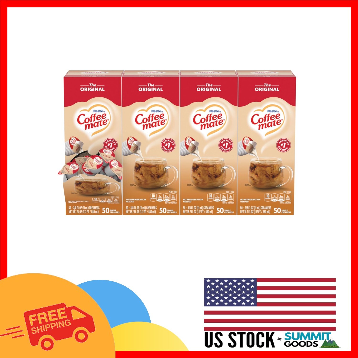 Kosher Dairy  Liquid Creamer Singles - 200 Tubs, Perfect for Coffee