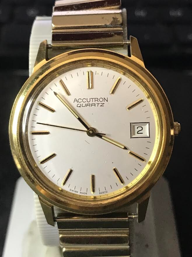Bulova Accutron ゴールド 時計 Accutron Bulova 36mm L5 Golden Calendar Men's Watch Not Run, For