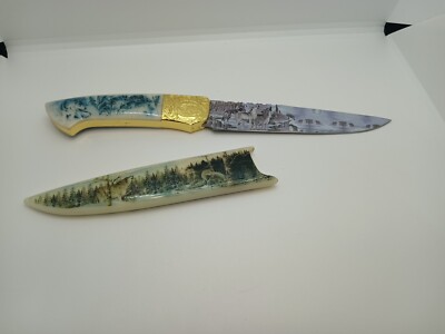 VTG Fixed Blade Howling Wolves Double Design Sheathed Knife 12''