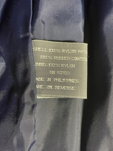 Maurices Women's Size 3/4 Navy Double Breasted Button Trench Coat Rubber Coated - Picture 13 of 16