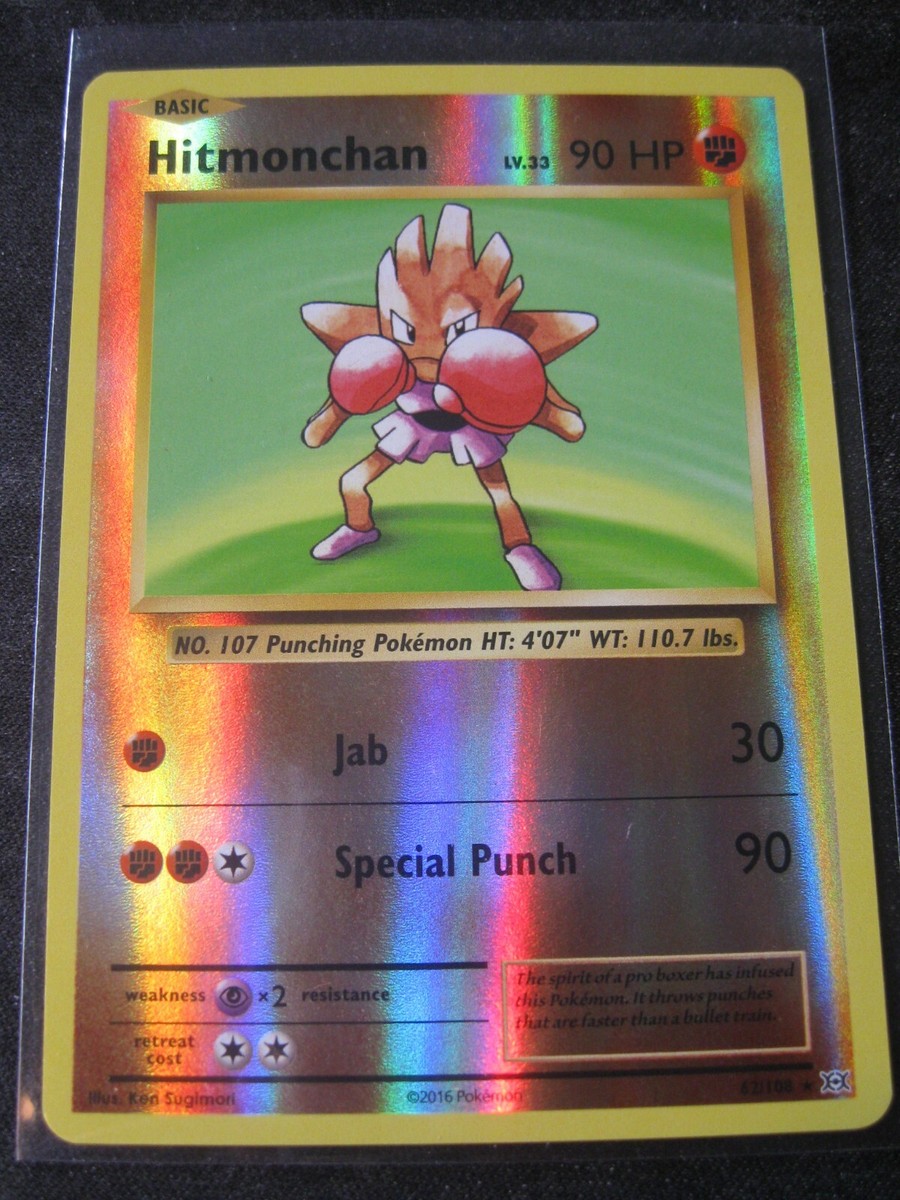 2016 POKEMON EVOLUTIONS Hitmonchan REVERSE HOLO FOIL #62 Rare NM