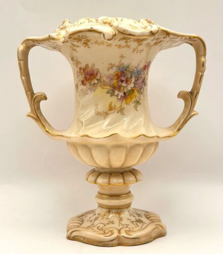 Pair of Doulton Burslem Blush Ivory Hand Painted Vases, late 19 century, 14.5 cm - Picture 6 of 12