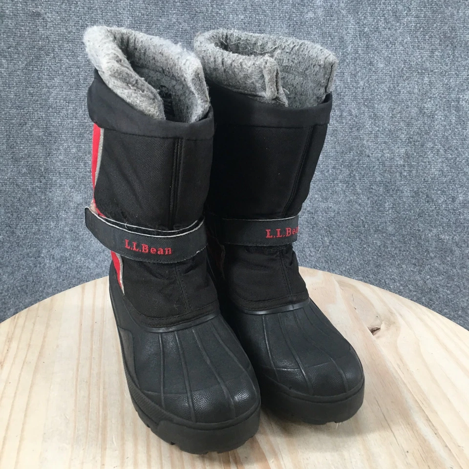 LL Bean Botas Juvenil Niño 4 Northwoods Esquí Aislado Invierno Rojo Negro Pull On Foto 3 de 4
