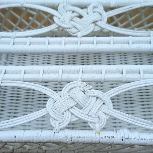 Vintage White Rattan Wicker Tissue Box Cover Holder Rectangle Vanity Cottage - Picture 8 of 12