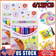 6/12PCS 3D Magic Popcorn Pens Puffy Paint Bubble Pen Kids Children 3D Art Pens