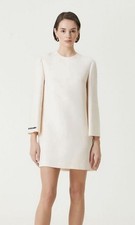 RARE Valentino Ivory Wool Silk Knit Shift Dress Round Neck Bell Sleeve 38