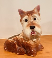 Royal Copley Scottie Dog Planter Vintage Terrier Brown Pet Scottish Boho