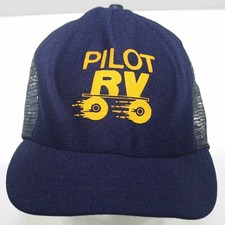 Vintage 1980s Pilot RV Trucker Hat 1 Size Fits All Mesh Snapback Cap Made in USA