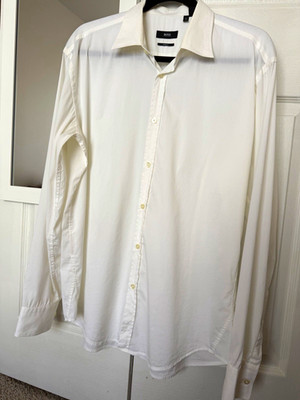 BOSS Hugo Boss Slim Fit White Cotton Non-Iron Dress Shirt 16 32/33