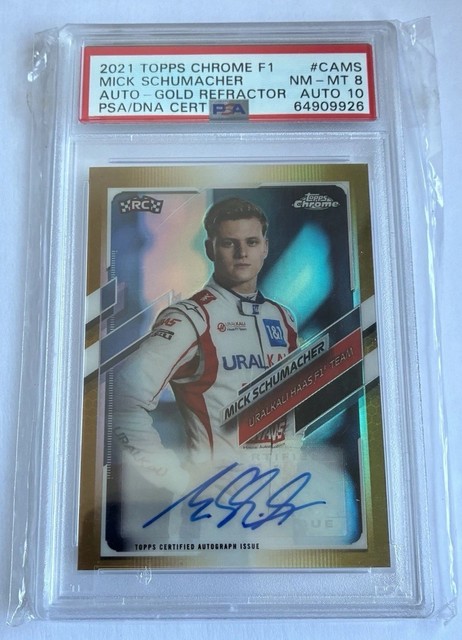 2021 Topps Chrome F1 Gold Refractor Mick Schumacher Auto & Gold Refractor RC /50