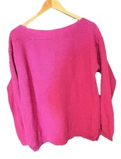 Lauren Ralph Lauren Women's Sweater Size L Cotton Chunky knit boat neck pink