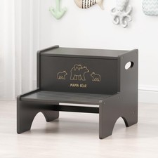Bamboo 2 Step Stools for Adults and Kids, Toddler Step Stool with Non-Slip St...