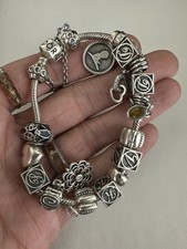 Bracelet Charm Pandora Initial Amour En Argent Sterling Vintage 60.6G 7.5”