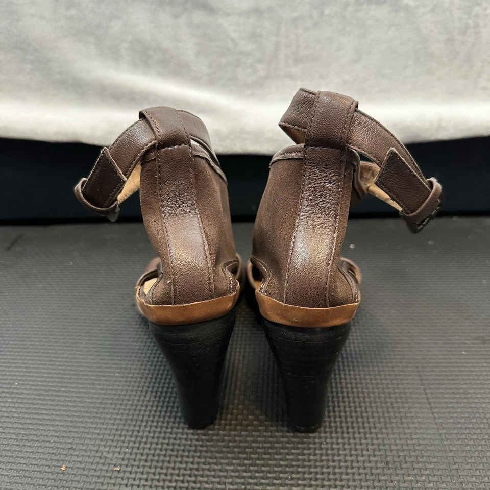 Farylrobin Anthropologie Heels Womens 6 Brown Leather Strappy Ankle Talon Heel - Image 4 of 4