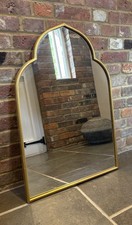 Vintage Moroccan Moorish Arch Brass Wall Mirror Gold Metal Frame