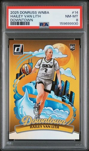 2025 PANINI DONRUSS WNBA DOWNTOWN #14 HAILEY VAN LITH ROOKIE RC PSA 8