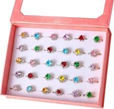 PinkSheep Jewel Rings for Kids 24pc Adjustable No duplication Girl Pretend...