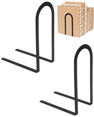 Spectrum Elements Book Ends for Shelves, Large- Decorative Large, Black