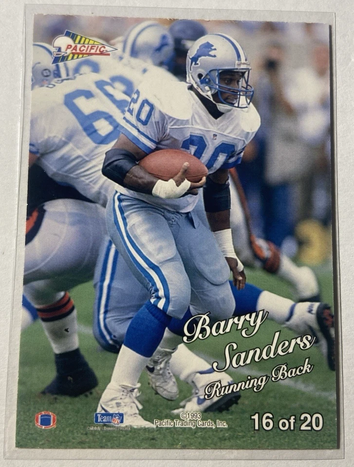 Barry Sanders 1993 Pacific Gold Prisms Parallel Card #16 - Total PSA Pop 19 - Image 4 of 4